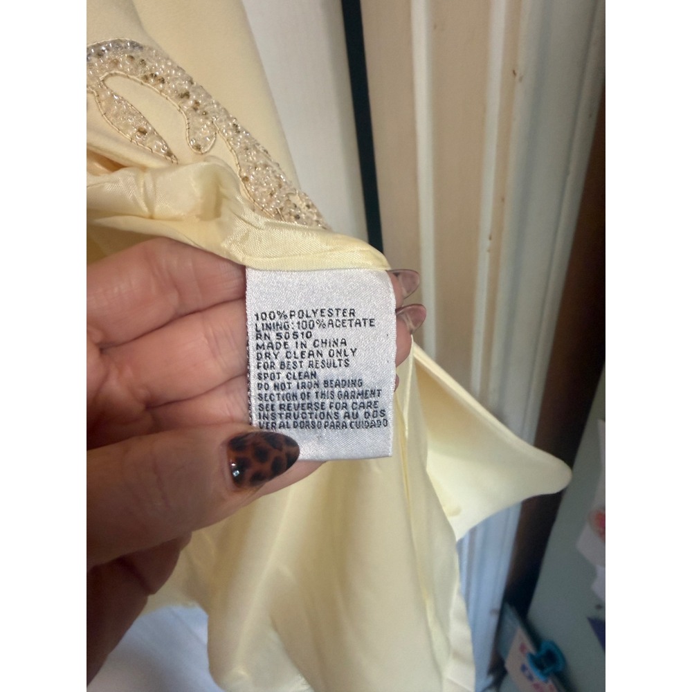 Le Suit Womens Cream Beaded Floral Longline Jacket and Skirt Set Size 12 - Picture 5 of 8